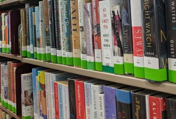 Closeup of library books